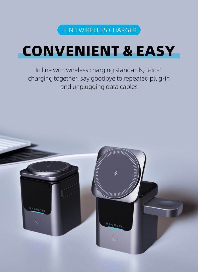 Magnetic 3 in 1 Wireless Charg - Smartwatch Ac recension och pris